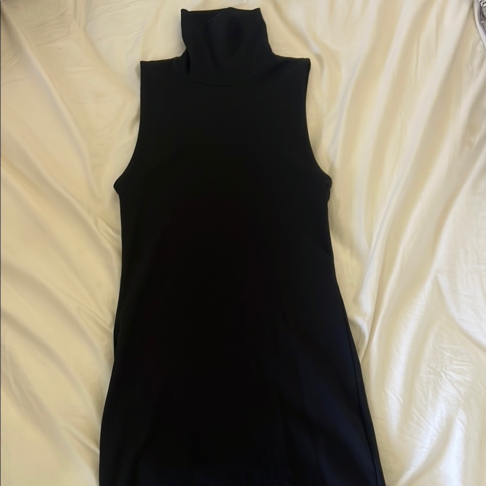 Black Sleeveless Turtleneck Dress
